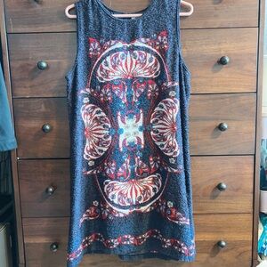 Max Studio Graphic Mini Dress Blue and Red